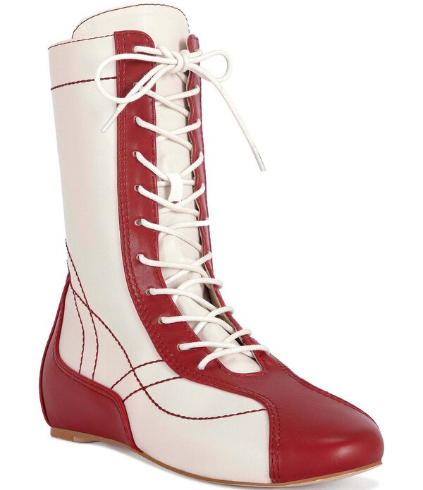 アザレア ワン レディース シューズ パンプス ブーツ レース Azalea Wang Passer Sporty Lace Up Mid Boots Red レッド