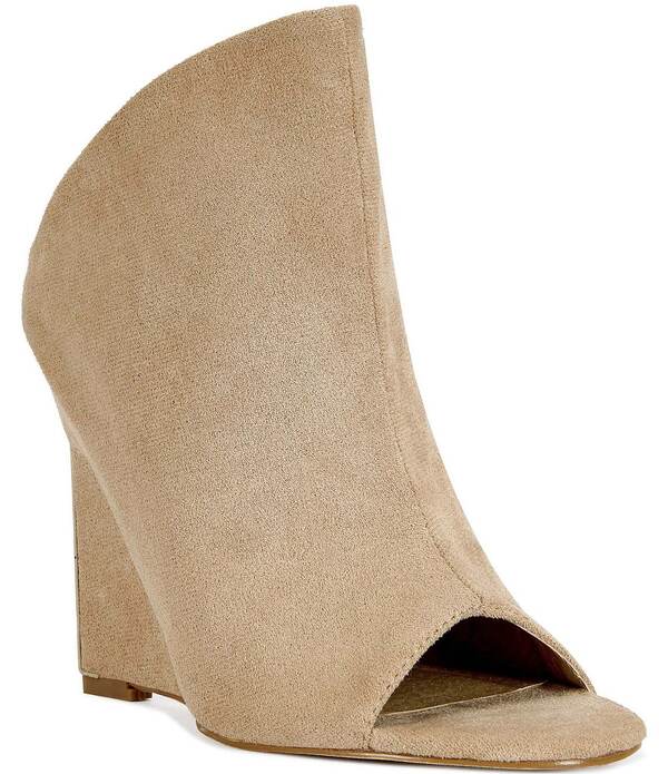 アザレア 一 レディース シューズ サンダル スエードクロス Azalea Wang Novis Faux Suede Peep Toe Slingback Wedge Shooties Beige ベージュ