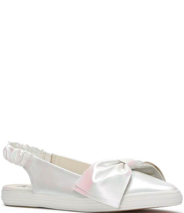 ケッズ レディース シューズ パンプス トール レザー Keds Point Slingback Metallic Leather Bow Flatsnowhite/Iridescent ホワイト｜ReVida 店 17,986円