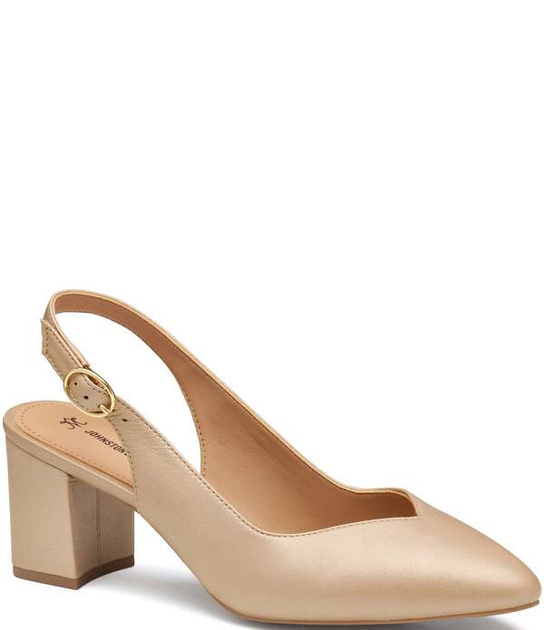 ジョンストンアンドマーフィー レディース シューズ 踵 なめし革 Johnston \u0026 Murphy Vicki Leather Slingback Block Heel Pumpsand 真砂