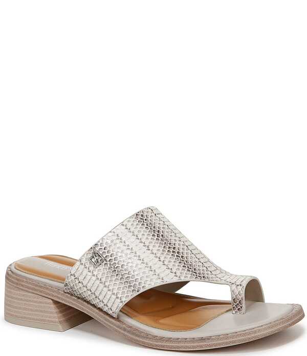 フランコサルト レディース シューズ 踵 刷り上げる サンダル なめし革 Franco Sarto Sia Snake Print Leather Toe Loop Sandals Grey 薄墨色
