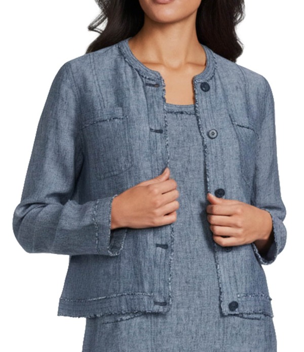 トッミーバハマ レディース アウター コート クルーネック リネン フリンジャケット Tommy Bahama Two Palms Fringe Patch Pocket Linen Crew Neck Long Sleeve Button Front Jacket Coastline