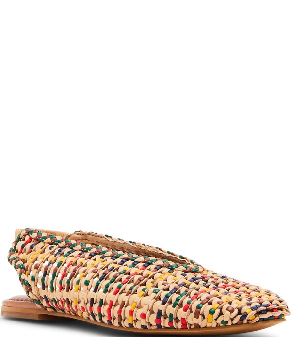 スティーブ マデン レディース シューズ パンプス なめし革 Steve Madden Rumi Leather Multicolor Woven Slingback Flats Bright Multi マルチ色つや