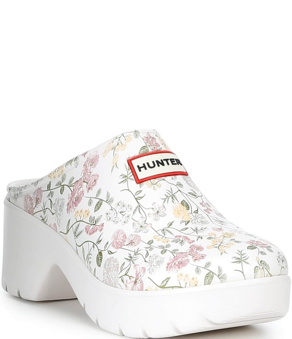 山立ち レディース シューズ 踵 御花柄 プラットホーム 御花 Hunter Women\u0027s Anika Water-Resistant Floral Platform Block Heel Clogs Cloudancer Multi マルチ色つや