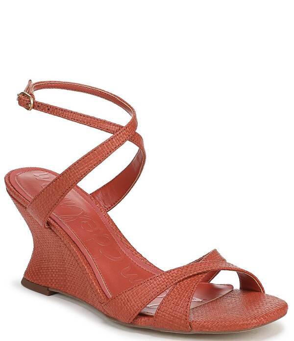 サムエデルマン レディース シューズ 踵 サンダル アンクル Sam Edelman Davi Raffiankle Wrap Wedge Dressandals Coral Clay コーラル