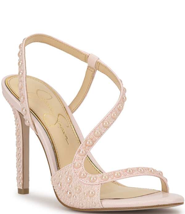 ジェシカシンプソン レディース シューズ ヒール サンダル Jessica Simpson Jaycin Pearl Embellished Slingback Dressandals Pastel Pink ピンク｜ReVida 店