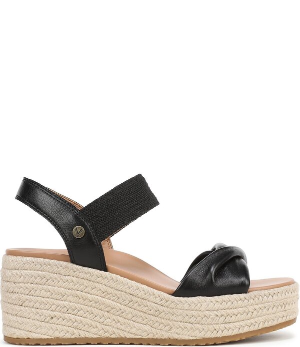 バイオニック レディース シューズ スリッポン・ローファー サンダル レザー Vionic Darla Leather Wedgespadrille Sandals Black ブラック