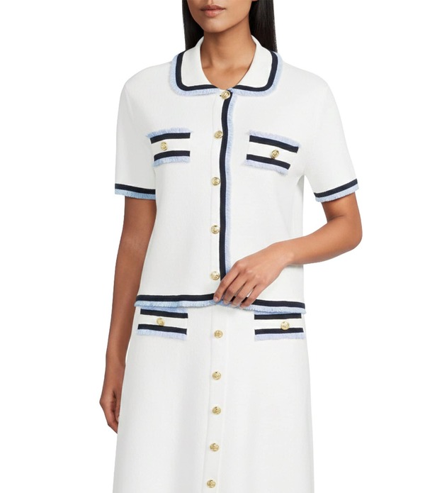 プレストンアンドヨーク レディース トップス シャツ パイル ニット ジャケット Preston & York Coordinating Reed Knit Collar Short Sleeve Active Terryarn Jacket White ホワイト