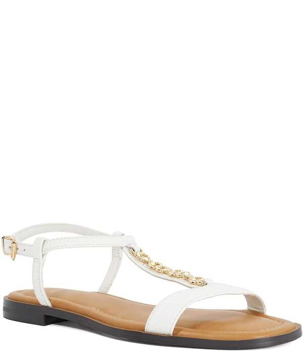 デューンロンドン レディース シューズ サンダル なめし革 Dune London Lollipops Leather Chain Hardware Sandals White 白いこと レディース靴-コンフォートサンダル-靴