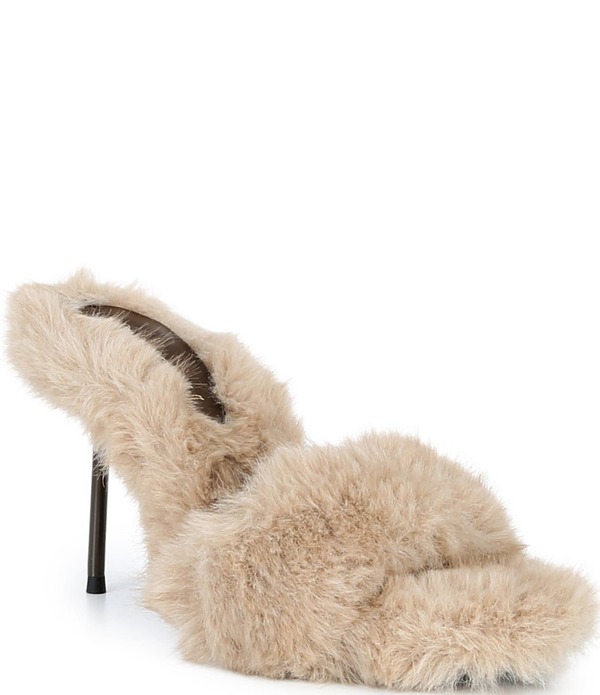 ジェフリー キャンベル レディース シューズ サンダル Jeffrey Campbell Big Mama Faux Fur Stiletto Slide Sandals Oyster Grey グレー|ReVida 店