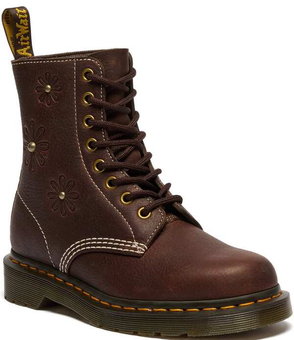 ドクターマーチン レディース シューズ ブーツ・レインブーツ Dr. Martens Women's 1460 Pascal Flower Combat Boots Dark Brown ブラウン