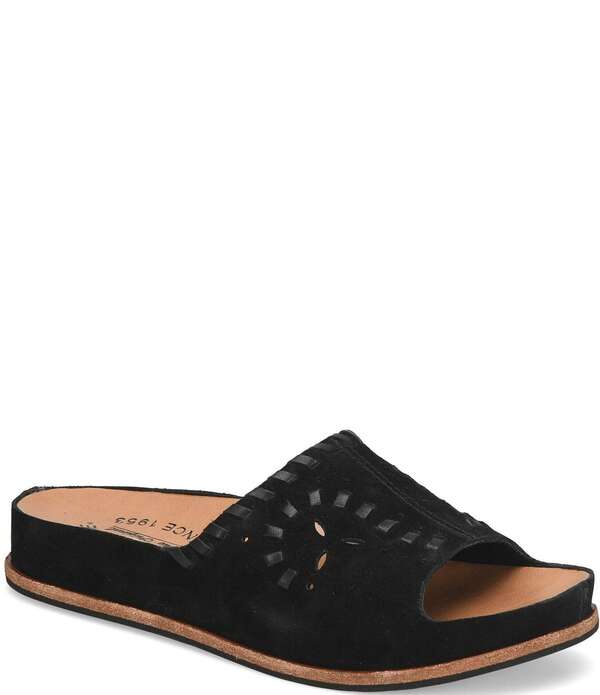 コークイーズ レディース シューズ パンプス サンダル スエードクロス Kork-Ease Tutsi Woven Suede Banded Slide Sandals Black 黒いこと