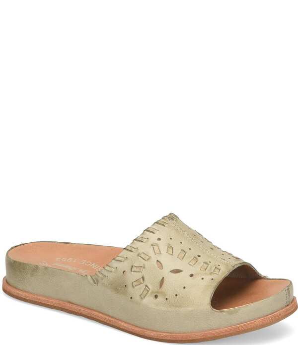 コークイーズ レディース シューズ パンプス サンダル スエードクロス Kork-Ease Tutsi Woven Suede Banded Slide Sandals Light Green 緑であること