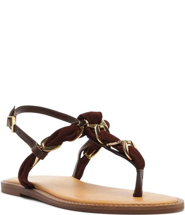 シュッツ レディース シューズ サンダル スエード Schutz Camellia Suede Woven Chain Thong Flat Sandals Root Brown ブラウン