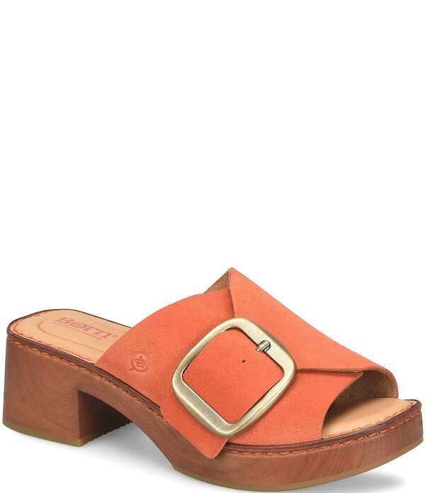 ボーン レディース シューズ サンダル プラットフォーム スエード Born Bangle Suede Buckle Platform Slide Sandals Orange オレンジ