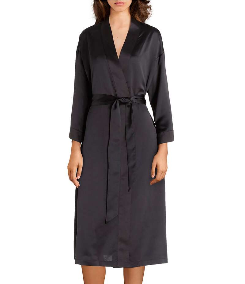 カベルネ レディース アンダーウェア ナイトウェア サテン Cabernet Solid Satin Short Wrap Robe Black ブラック