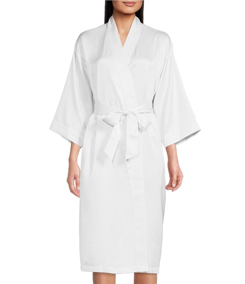 カベルネ レディース アンダーウェア ナイトウェア サテン Cabernet Solid Satin Short Wrap Robe Cloud Dancer