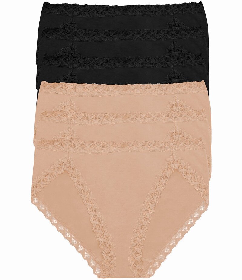 ナトリ レディース アンダー御召しもの ズボン下 Natori Bliss French-Cut Brief Panty 6-Pack Black/BlackCafe/Cafe 黒いこと