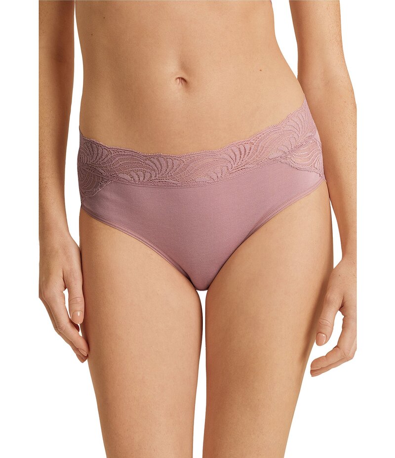 ハンロ レディース アンダー御召しもの ズボン下 綿織物 Hanro Cotton Delight Hi-Cut Brief Panty Wood Rose