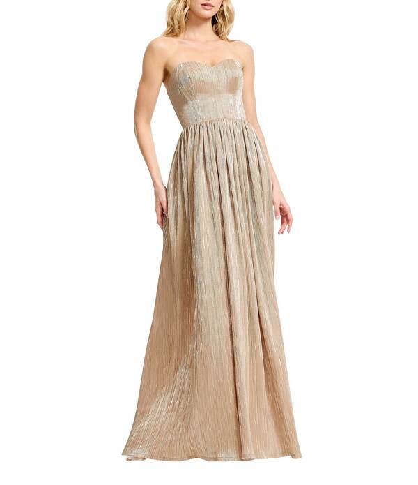 ドレスザポプレーション レディース トップス ワンピース プリーツ ストラップレス Dress the Population Audrina Strapless Bustier Pleatedress Champagne シャンパン