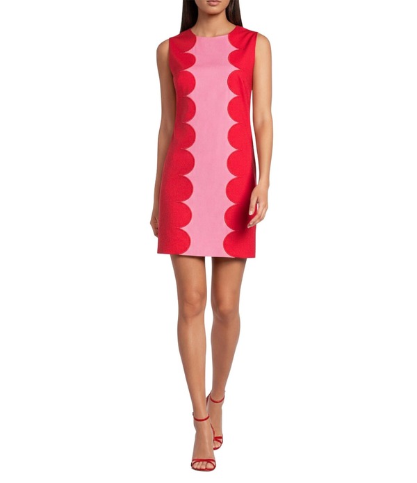 シュガーリップス レディース トップス ワンピース クルーネック ミニ ノースリーブ Sugarlips Elliana Color Block Crew Neck Sleeveless Mini Shift Dress Red/Pink レッド