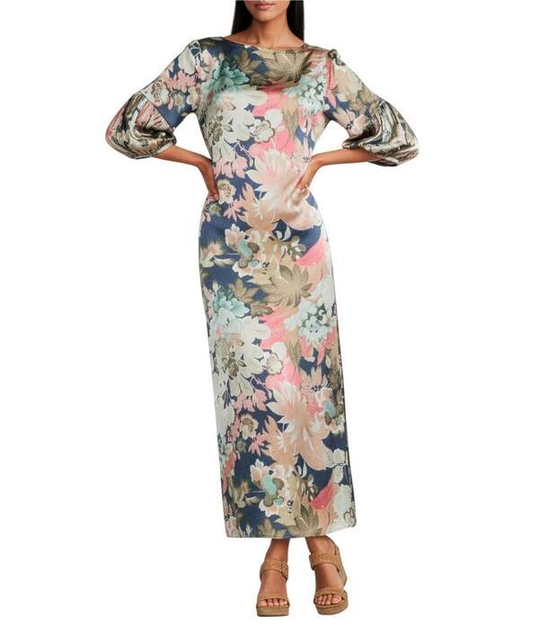 ブライン ウォーカー レディース トップス ワンピース Bryn Walker Lanterna Fiori Giardino Round Neck 3/4 Sleeve Dress Fiori|ReVida 店