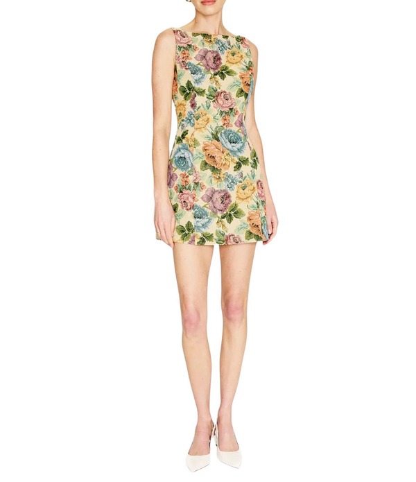 ラインアンドドット レディース トップス 衣装 お花柄 刷り上げる ミニ ノースリーブ お花 Line andot Cambria Floral Print Boat Neck Sleeveless Mini Dress Creamulti 皮膚軟化剤 ワンピース-レディースファッション