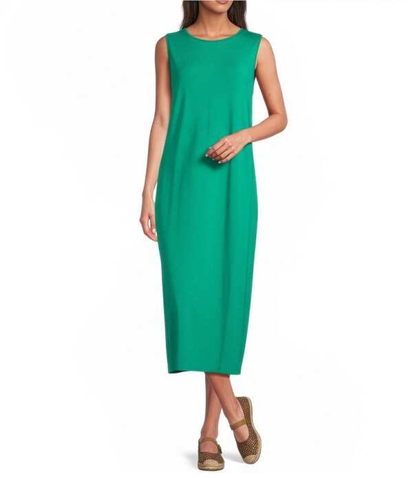 エイリーンフィッシャー レディース トップス ワンピース ノースリーブ ニット ジャージー マキシ Eileen Fisher Stretch Jersey Knit Round Neck Sleeveless Oval Maxi Dressea Star