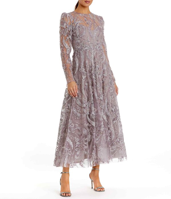 マックダガル レディース トップス 衣装 御花柄 刺しゅう 御花 Mac Duggal Floral Embroidered Long Sleeve Longown Mauve