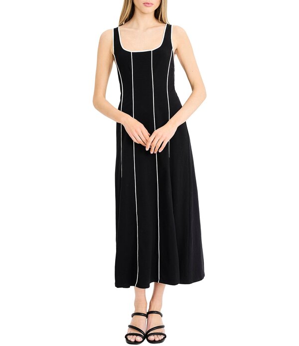 ドナモーガン レディース トップス ワンピース ミディ ノースリーブ Donna Morgan Square Neck Sleeveless Midi Dress Black ブラック