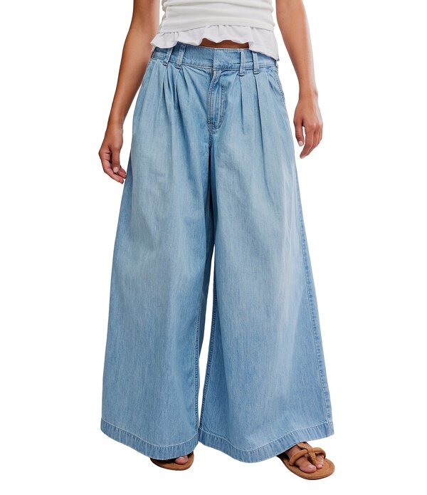 フリーピープル レディース ボトムス デニムパンツ ワイドレッグ ローライズ ジーンズ Free People We The Free Scout Wide Leg Low Rise Denim Jeans California Blue ブルー|ReVida 店