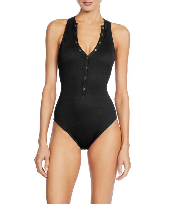 ロビンピッコーネ レディース トップス ワンピース オープンバック Vネック ROBIN PICCONE Amy Solid High V-Neck Open Back One Piece Swimsuit Licorice 34,970円