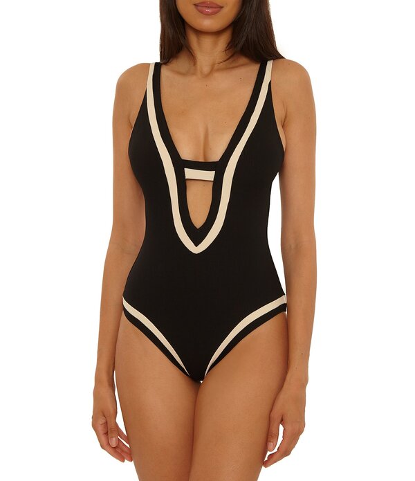 ベッカバイレベッカバーチュー レディース トップス ワンピース カラーブロック Becca By Rebecca Virtue Coast Line Colorblock Scoop Back Plunge One Piece Swimsuit Black/Tan ブラック