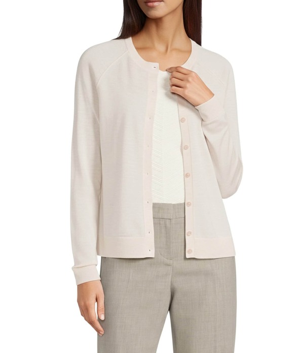 ヒューゴボス レディース アウター ニット・セーター クルーネック ウール カーディガン BOSS By Hugo Boss Wool Knit Crew Neck Long Sleeve Cardiganatural