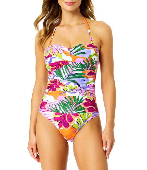 アンコール レディース トップス ワンピーストラップレス Anne Cole Mod Tropical Twist Front Strapless One Piece Swimsuit Multi Color マルチカラー｜ReVida 店