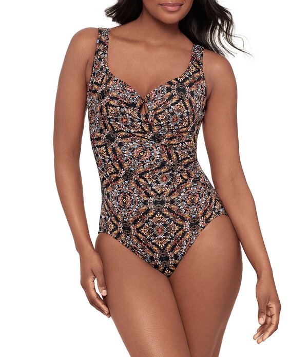 ミラクルスーツ レディース トップス ワンピース キャップ ケープ Miraclesuit Scandalescape Padded Straps Underwire Tank One Piece Swimsuit Black/Multi ブラック