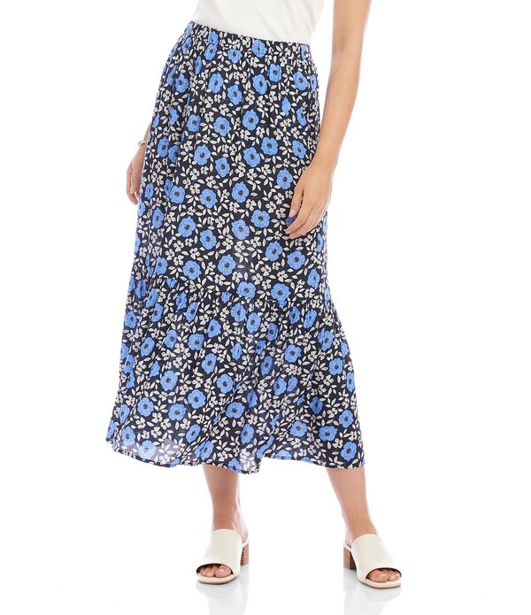 カレンケーン レディース ボトムスカート クレープ A ライン フラワー柄 フロントスリット ミディ フラワー Karen Kane Crepe Morninglory Floral Front Slit A-Line Midi Skirt Print 29,770円