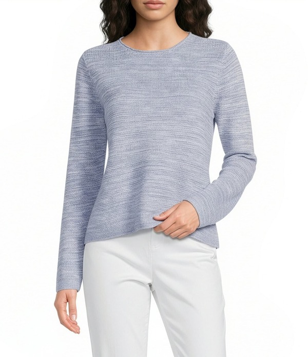 エイリーンフィッシャー レディース アウター ニット・セーター コットン リネン Eileen Fisher Organic Linen Cotton Blend Textural Slub Knit Scoop Neck Long Sleeve Sweater Top Haze 43,420円