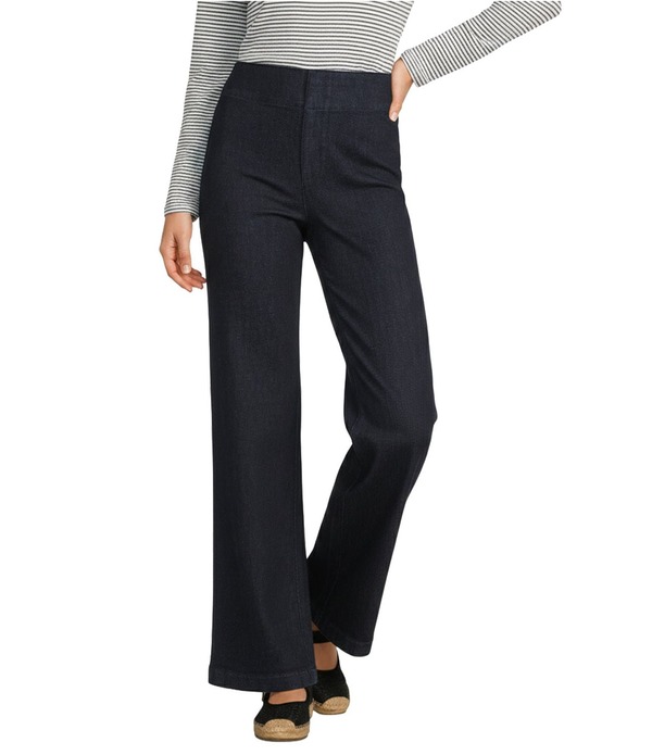 エイリーンフィッシャー レディース ボトムス デニムパンツ ワイドレッグ プチ コットン ジーンズ Eileen Fisher Petite Size Organicotton Blend Stretch Denimid Rise Wide Leg Jeans Deep Indigo インディゴ