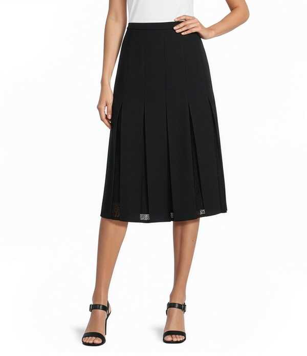 カール ラガーフェルド レディース ボトムスカート クレープ A ライン ミディ レース ニット KARLAGERFELD PARIS Crepe Knit Lace Midi A-Line Skirt Black ブラック