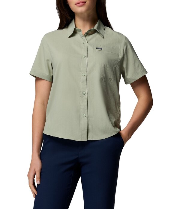 コロンビア レディース トップス シャツ Columbia Silveridge Utility Short Sleeve Button Front Shirt Safari シルバー