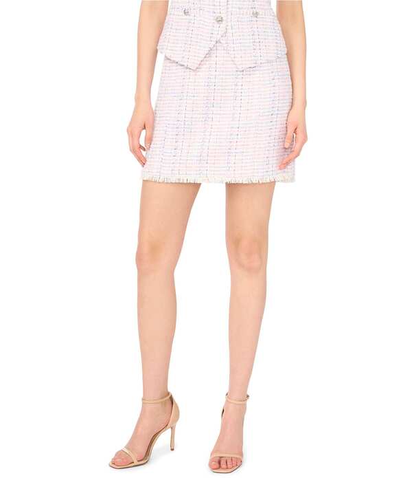 セセ レディース 下つ方スコート ミニ ツィード CeCe Frayed Tweed Coordinating Mini Pencil Skirt NEW IVORY 象牙色