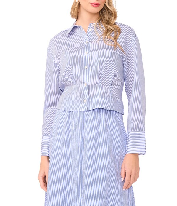 ヴィンスカムート レディース トップス シャツ Vince Camuto Woven Point Collar Long Sleeve Coordinating Top Classic Blue ブルー
