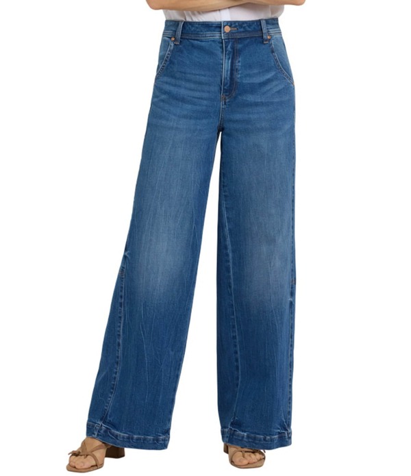 エヌワイディージェイ レディース ボトムス デニムパンツ ワイドレッグ ジーンズ NYDJ Gracie Stretch Denim LiftuckR Technology High Rise Wide Leg Fullength Jeans Wild River デニム