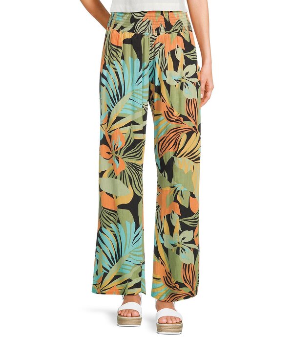 ビラボン レディース ボトムス カジュアルパンツ シャーリング Billabong Newaves High Rise Smocked Striped Pants Black Multi ブラック