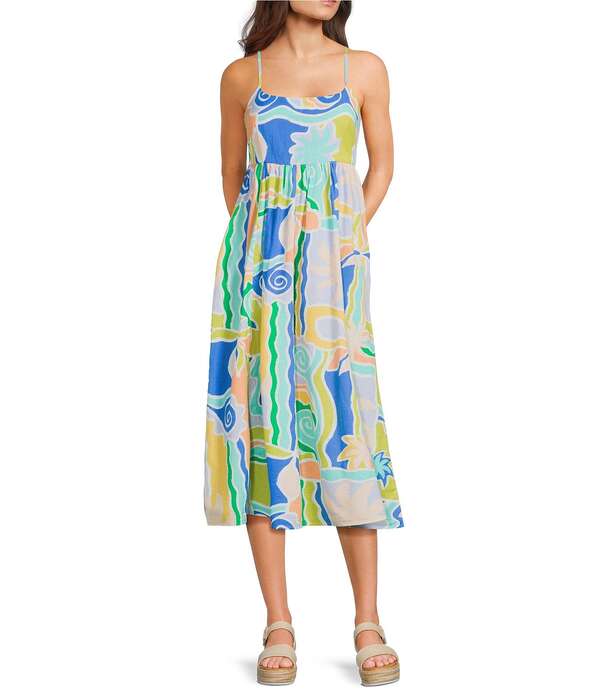 ビラボン レディース トップス ワンピース ミディ ノースリーブ Billabong Island Life Sleeveless Mixed Media Midi Dress Blue Multi ブルー|ReVida 店