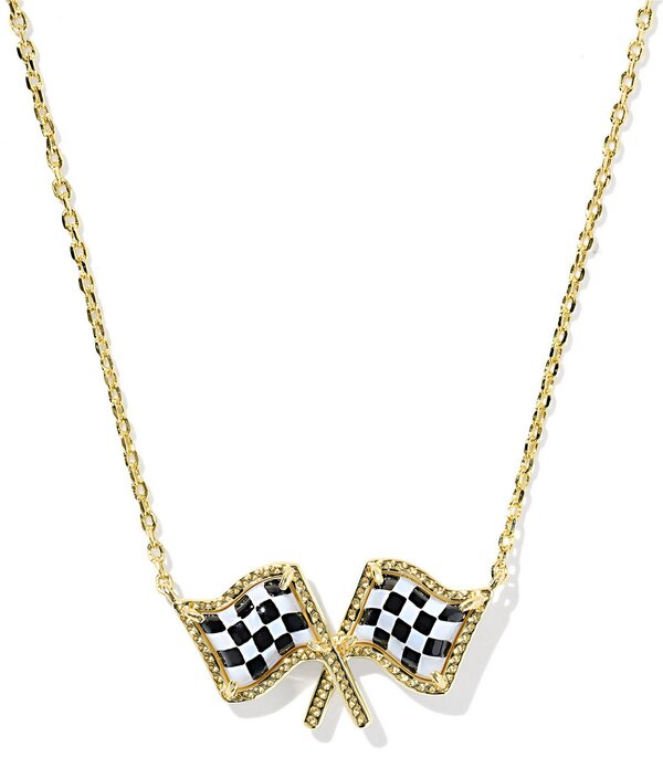 ケンドラスコット レディース アクセサリー ネックレス・チョーカー レース Kendra Scott Checkered Flag Short Pendant Necklace Gold White Mother Of Pearl ホワイト