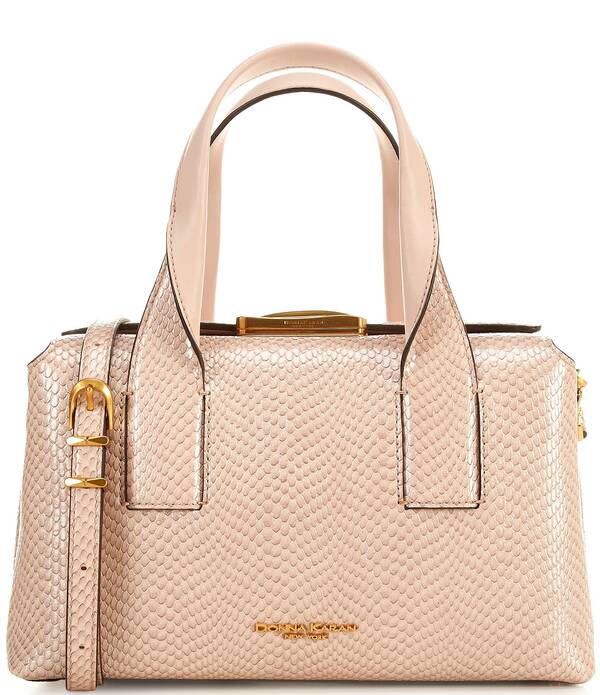 ダナキャラン レディース バッグ プリント Donna Karan Amagansett Snake Print Handle Satchel Bag Snow Petal