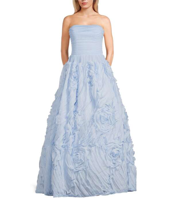 ビーダーリン レディース トップス ワンピース フラワー柄 ストラップレスカート フラワー B. Darlin Straplesshirred Bodice Floral Detailed Skirted Long Ballgown Light Blue ブルー 48,480円