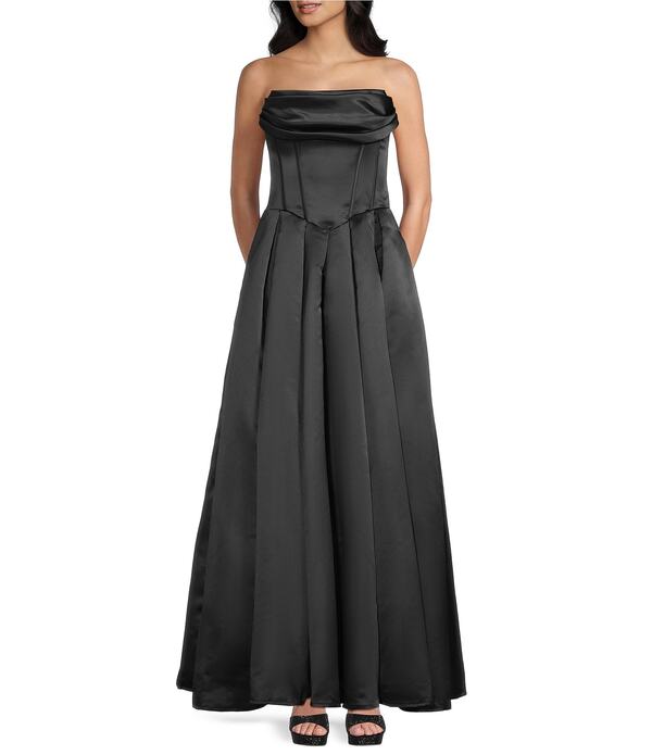 ビーダーリン レディース トップス ワンピース ドレープリーツ ストラップレス B. Darlin Strapless Pleatedrape Neck Dress Black ブラック
